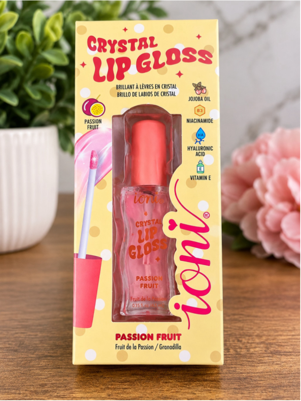Ioni Crystal Lip Gloss Passion Fruit High Shine Hydrating Vegan Cruelty Free